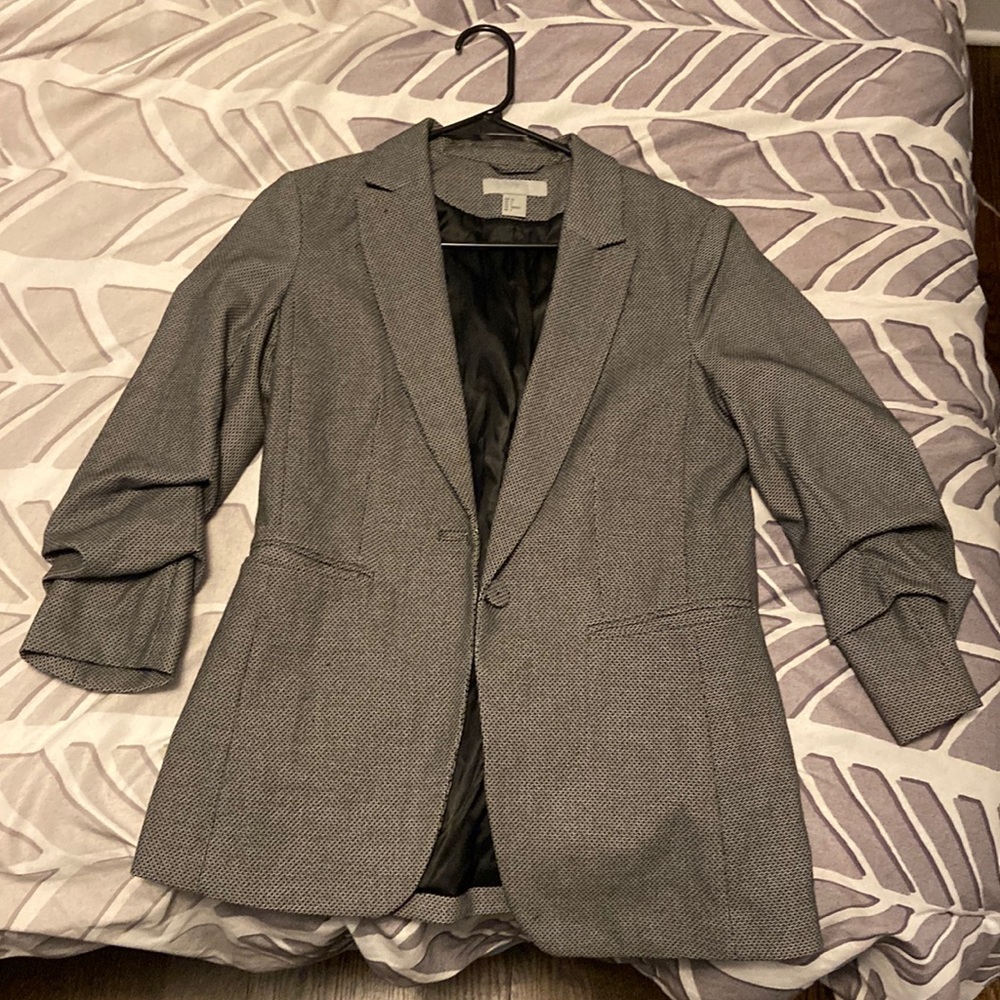 H&M Blazer, black and white pattern, size 6